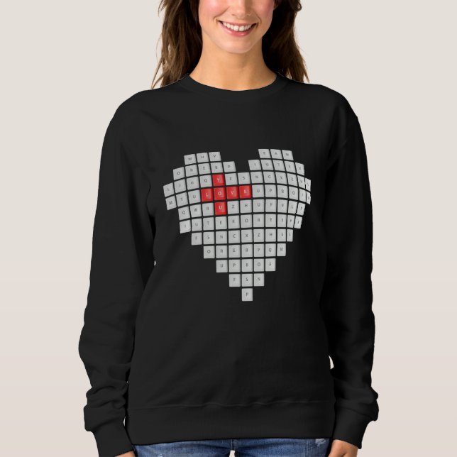 Camiseta LOVE Computer Keyboard Valentines Day Women Men Ad (Frente)