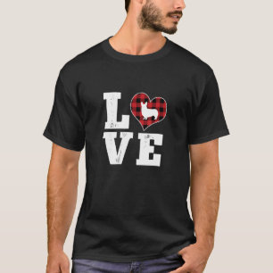 Camiseta Love Corgi Dog Lover Gifs Buffalo Xadrez Dog Valen