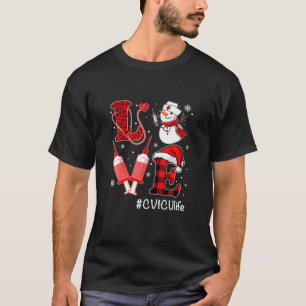 Camiseta Love CVICU Enfermeira Vida Snowman Seringa Natal N