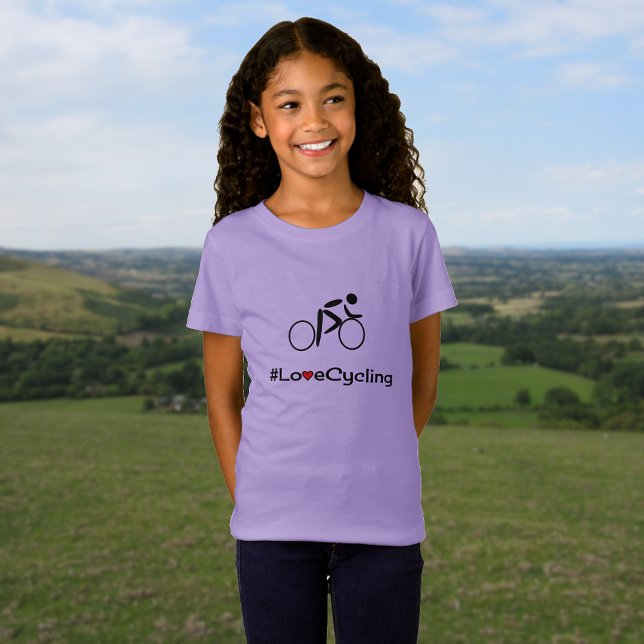 Camiseta Love Cycling, ciclista (Lavender color option, 'classic' printing)