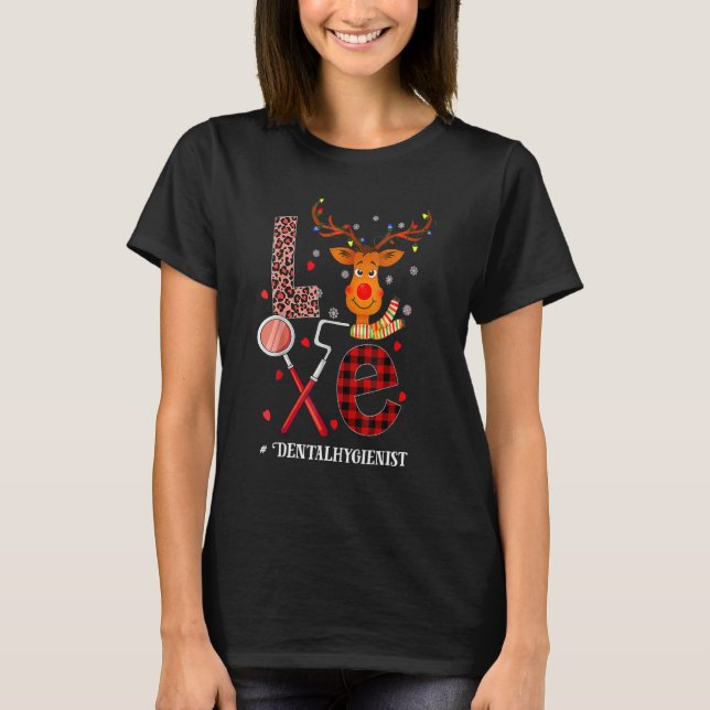 Camiseta Love Dental Christmas Reindeer Dentist Dental Squa (Frente)