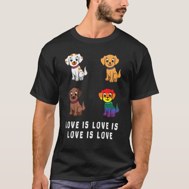 Camiseta Love Dogs Puppy Rainbow Orgulho gay Lgbtq Lgbt Pri (Frente)