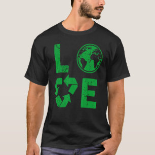 Camiseta Love Earth Day Reciclagem Símbolo de Guerra Ambien
