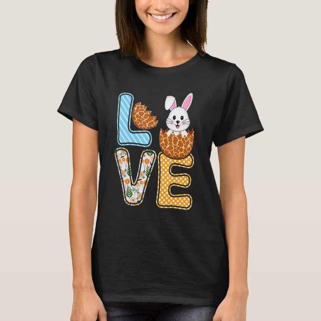 Camiseta Love Easter Bunny Egg Giraffe Print Cute Bunny Kid (Frente)