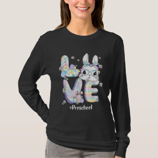 Camiseta Love Easter Preschool Teacher Bunny Cute Face Happ