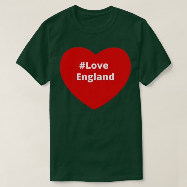 Camiseta Love England Hashtag Heart (Frente do Design)