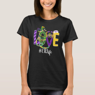 Camiseta Love Er Life Nurse Leopard Mardi Gras Festival Cos