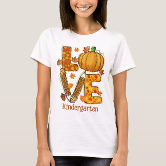 Camiseta LOVE Fall Teachirt, folhas de outono, Impressão an