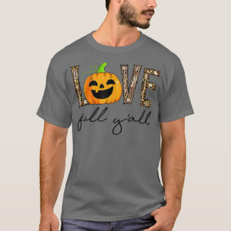 Camiseta Love Fall Y'All Leopard Pumpkin Fall 