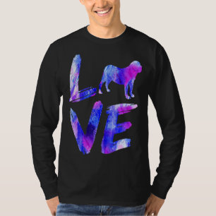 Camiseta Love Fila Brasileiro Watercolor Blue Dog Mãe Pai