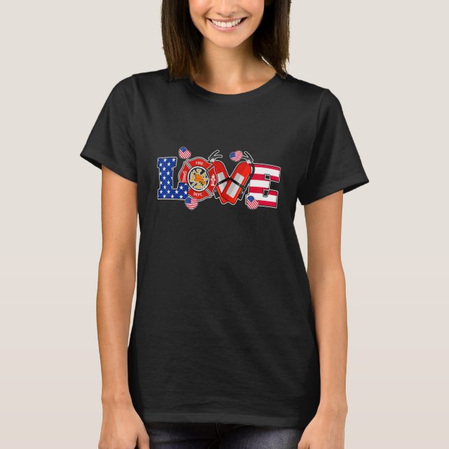 Camiseta Love Firefighter Firefighter  Women Man (Frente)