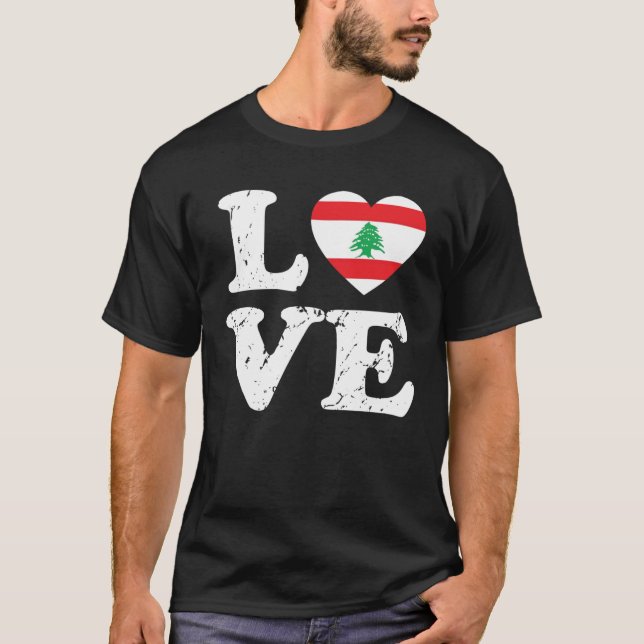 Camiseta Love Flag of Lebanon Costume Lebanese  Mom Dad (Frente)