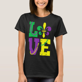 Camiseta Love Fleur Lis Louisiana Mardi Gras Men Kid