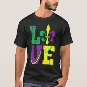 Camiseta Love Fleur Lis Louisiana Mardi Gras Men Kid