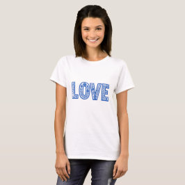Camiseta "LOVE" Floral Azul Real