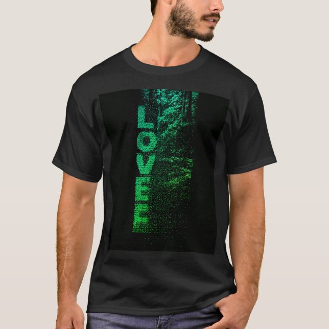 Camiseta LOVE Forest Fade – Vertical Green Typography  (Frente)