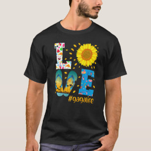 Camiseta Love Gaga Life Chinelos Sunflower Summer