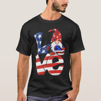 Camiseta Love Gnome USA Flag 4 de julho