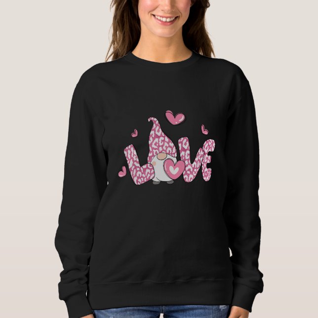Camiseta Love Gnome Valentine Day Pink Leopard Heart Matchi (Frente)