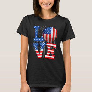 Camiseta Love Golf Ball American Flag USA Independência Day