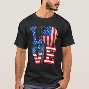 Camiseta Love Golf Ball American Flag USA Independência Day