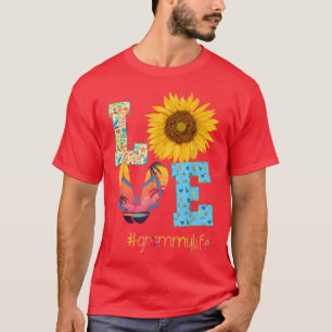 Camiseta LOVE Grammy Vida Chinelos Girassol Verão Mãe