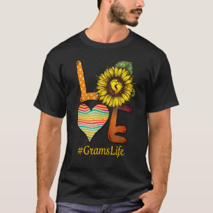 Camiseta Love Grams Life Grandma Sun Flower Dia de as mães