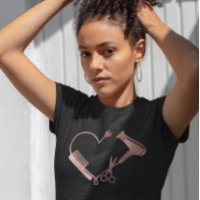 LOVE Hair Stylist Rosa com tesoura de cabelos Dour