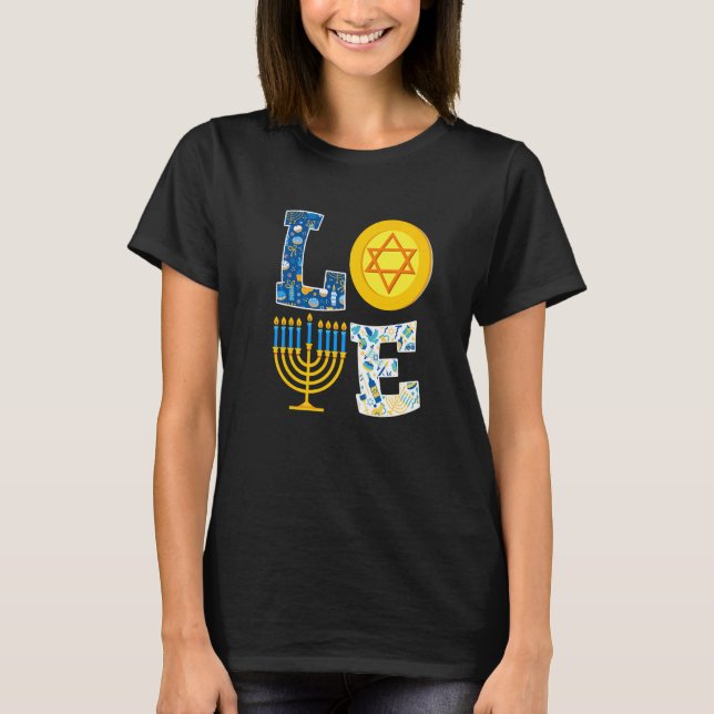 Camiseta Love Hanukkah  Chanukah Menorah Pajama Matching Fa (Frente)
