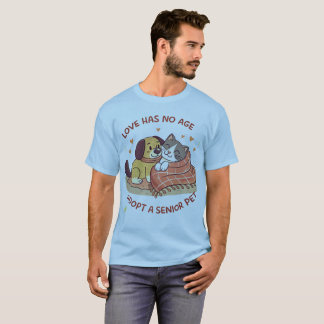 Camiseta Love Has No Age –Adopt a Senior Pet Cartoon Design
