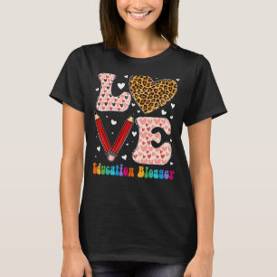 Camiseta Love Heart Education Blogger Leopard Xadrez Valent