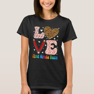 Camiseta Love Heart First Grade Team Leopard Xadrez Red Val