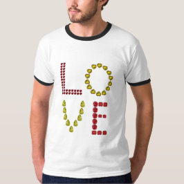 Camiseta Love Heart Gemstone Yellow Red T Shirt