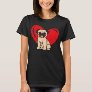 Camiseta Love Heart Graphic Dia de os namorados Pug Dog Boy