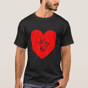 Camiseta Love Heart Hand Signal Language Audição Perda