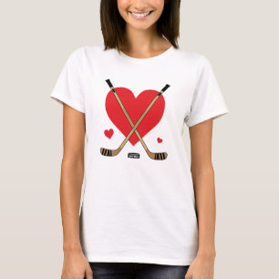 Camiseta "Love Heart Hockey Sticks" Mulheres