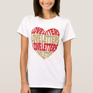 Camiseta Love Heart Letters Red Dourado Glitter