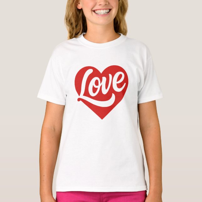 Camiseta Love Heart Logo – Red Romantic Symbol (Frente)