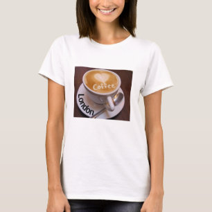 Camiseta Love Heart London Cappuccino Coffee Cup Tshirt