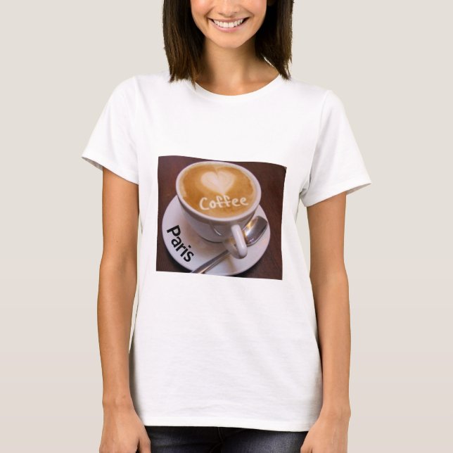 Camiseta Love Heart Paris Cappucccino Coffee Cup Mug (Frente)