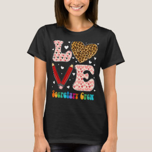 Camiseta Love Heart Secretary Crew Leopard Xadrez Red Valen