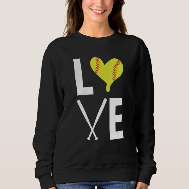 Camiseta Love Heart Shaped Ball Softball Bats  Softball (Frente)