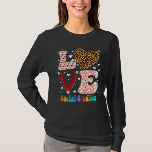 Camiseta Love Heart Social Studies Leopard Xadrez Red Valen