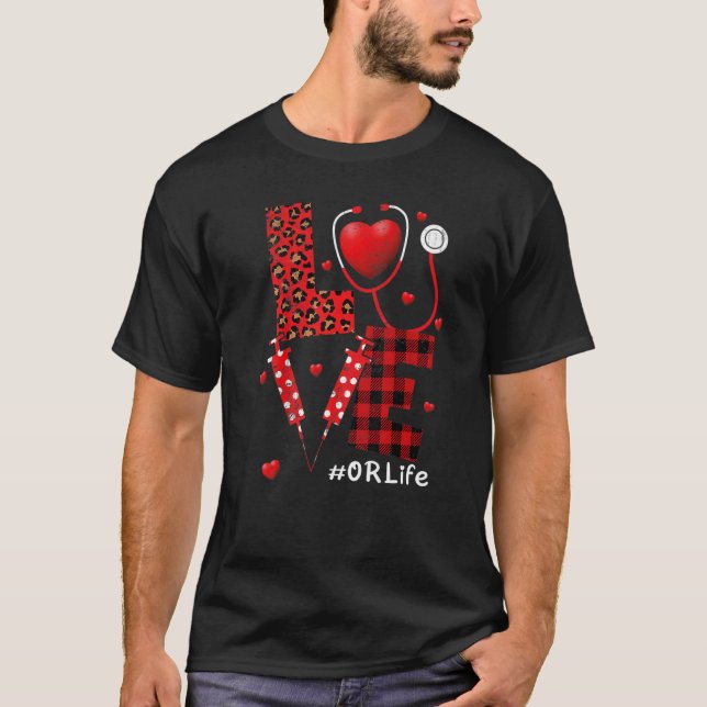 Camiseta LOVE Heart Stethoscope OR Life Funny Nurse Valenti (Frente)