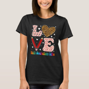 Camiseta Love Heart Unit Secretary Life Leopard Xadrez Vale
