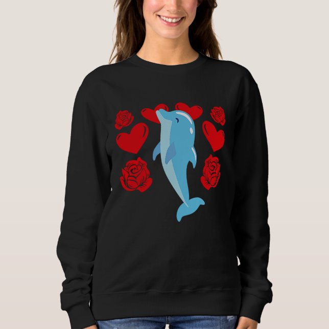 Camiseta Love Heart Valentine's Day Roses Dolphin Boys Kids (Frente)