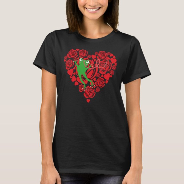 Camiseta Love Heart Valentine's Day Roses Frog Boys Kids (Frente)