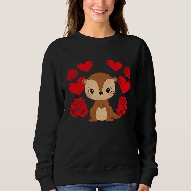 Camiseta Love Heart Valentine's Day Roses Otter Boys Kids (Frente)