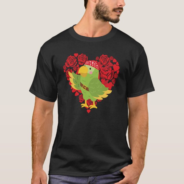 Camiseta Love Heart Valentine's Day Roses Parrot Boys Kids (Frente)
