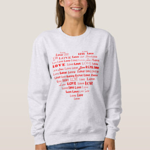 Camiseta Love Heart Word Cloud Hot Pink Mixts Fonts